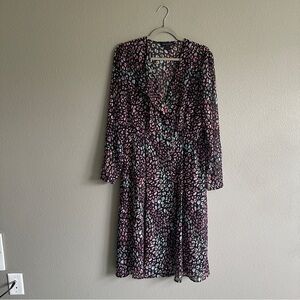 French Connection Leopard Print Purple Multicolor Midi Dress 10